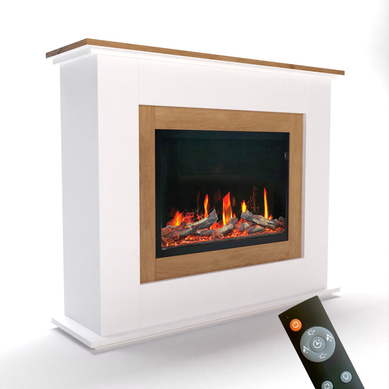 Glow Fire SCM-5 Elektrokamin Weiß, Screen Motion, Elektrokamineinsatz mit Heizung, Wandkamin modern, Elektrischer Dekokamin