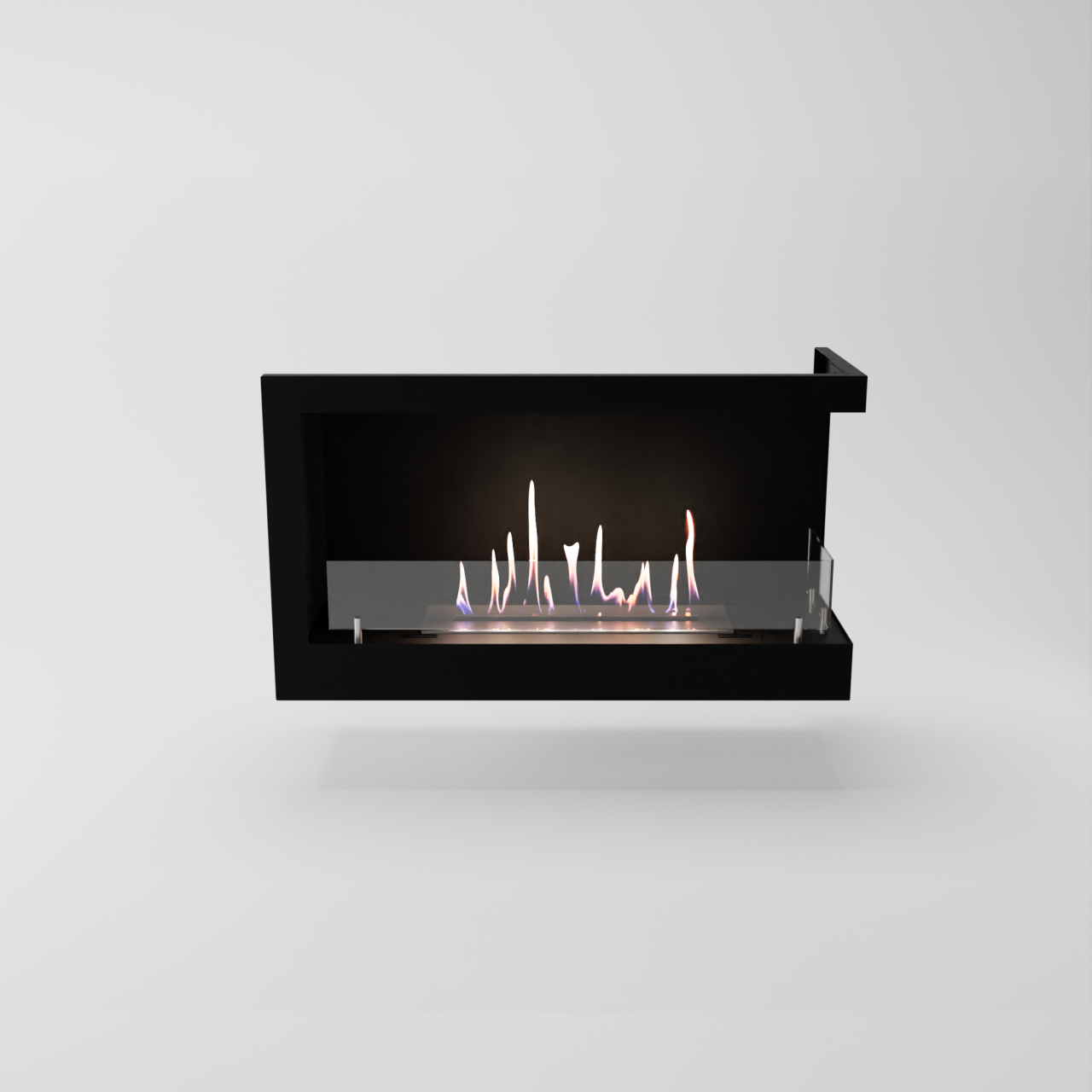 Glow Fire Corner Ethanol Kamin, Einsatz Schwarz, Bioethanolkamin, Ethanolofen