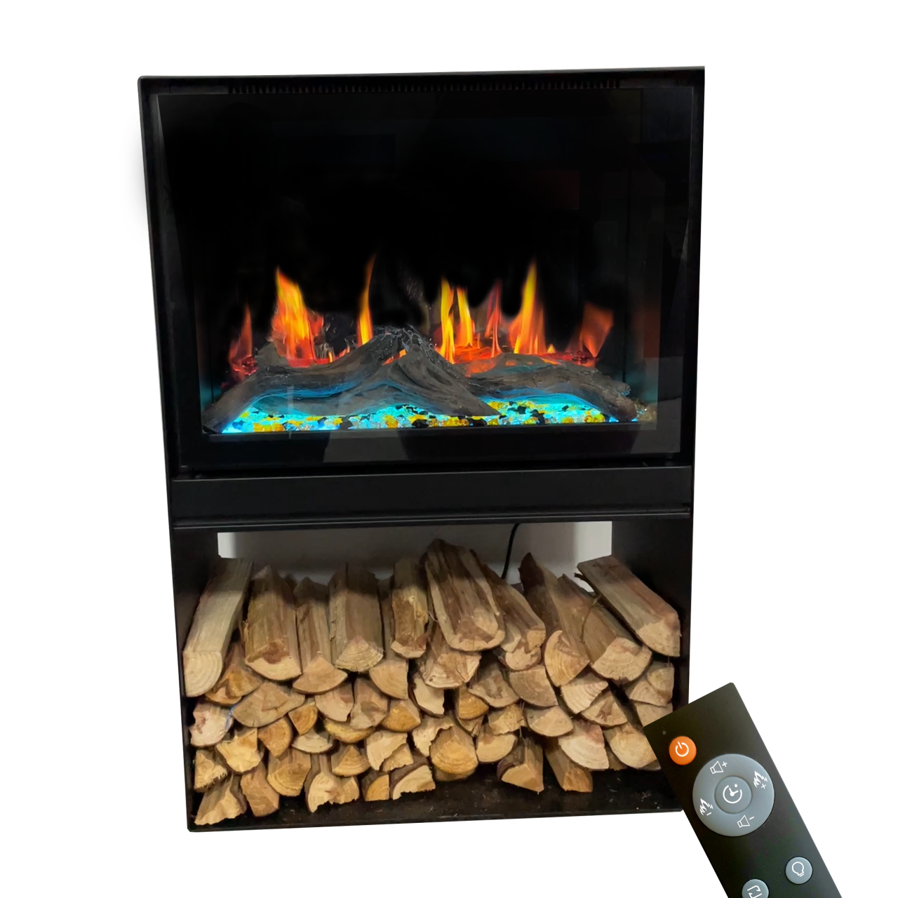 Glow Fire SCM-7 Elektrokamin Schwarz, Screen Motion, Elektrokamineinsatz mit Heizung, Wandkamin modern, Elektrischer Dekokamin