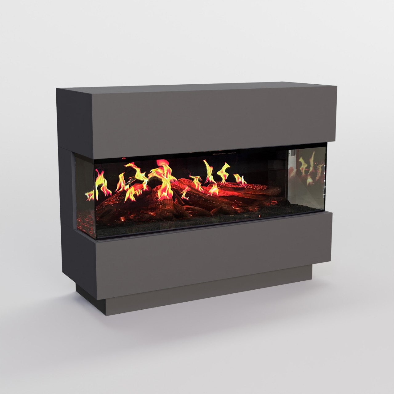 Glow Fire HG1 Hologrammfeuer Grau Elektrokamin, Standkamin modern, Elektrischer Dekokamin