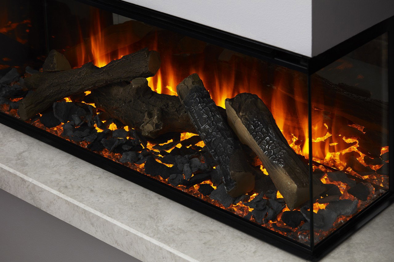 British Fires New Forest Elektrokamin , Elektrokamineinsatz mit Heizung, Standkamin modern, Elektrischer Dekokamin