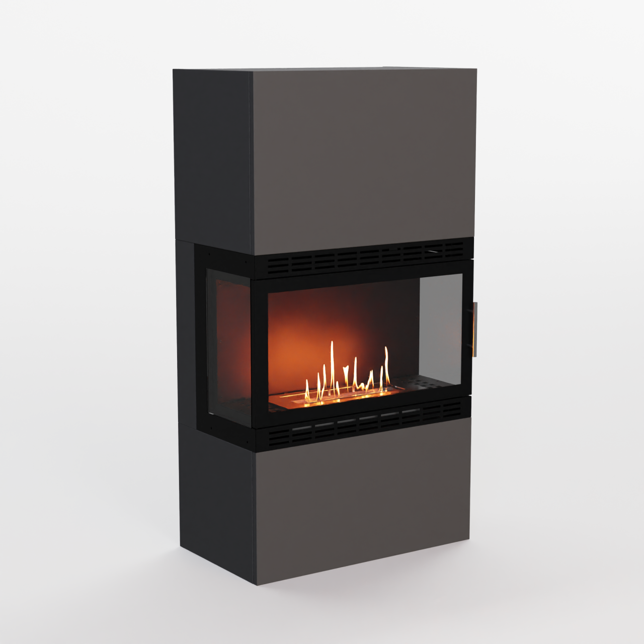 Glow Fire Lillesand Hoch XL Vision Ethanol Kamin Grau, Standkamin, Bioethanolkamin, Ethanolofen