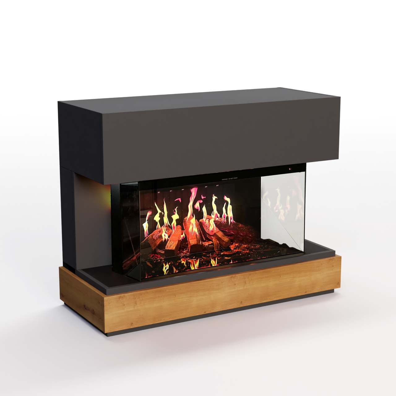Glow Fire HG5 Hologrammfeuer Grau Elektrokamin, Standkamin modern, Elektrischer Dekokamin