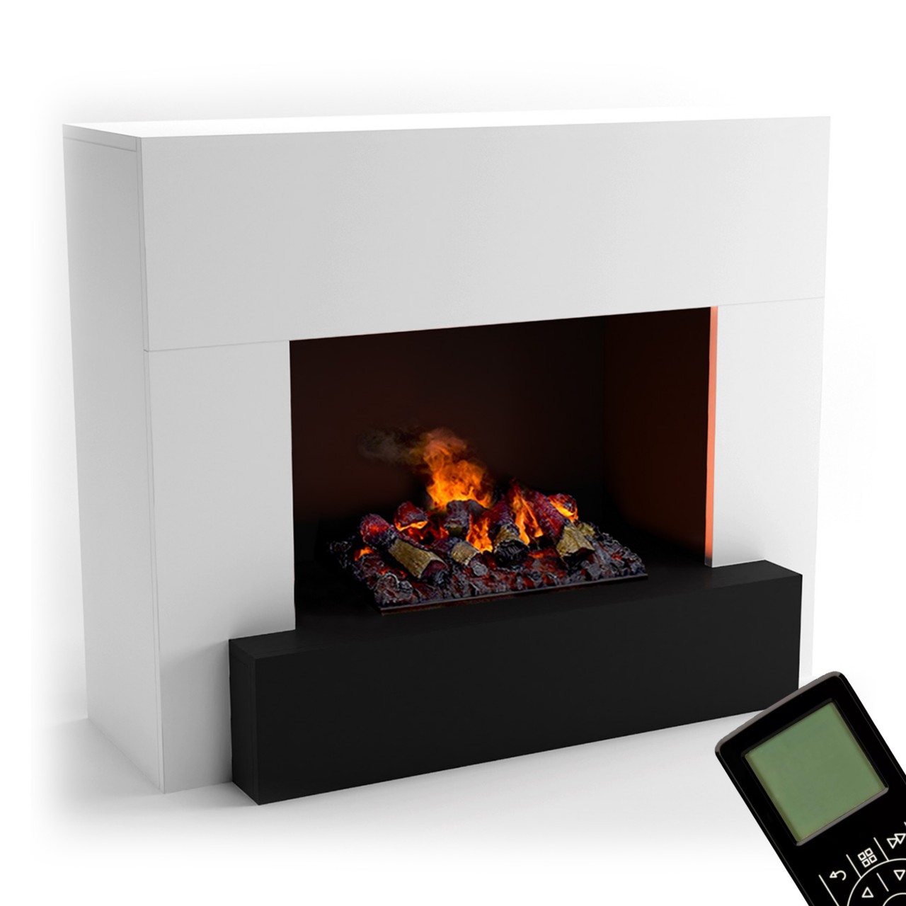 Glow Fire Hauptmann Weiß Elektrokamin mit Wasserdampf, Standkamin modern, Elektrischer Dekokamin