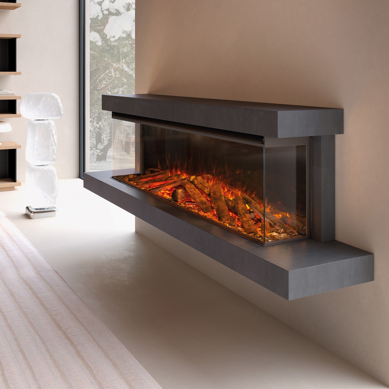 La Nordica-Extraflame Lumen 1600 Elektrokamin , Elektrokamin mit Heizung, Standkamin modern, Elektrischer Dekokamin