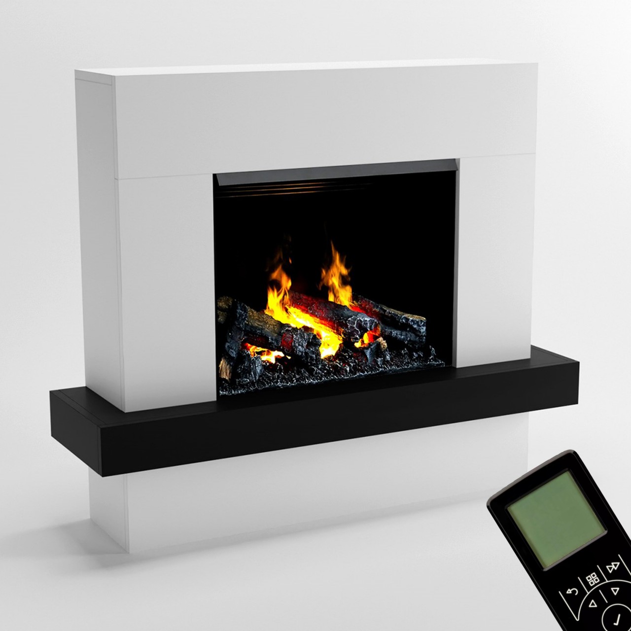 Glow Fire Hera Opti Myst Weiß Elektrokamin mit Wasserdampf, Standkamin modern, Elektrischer Dekokamin