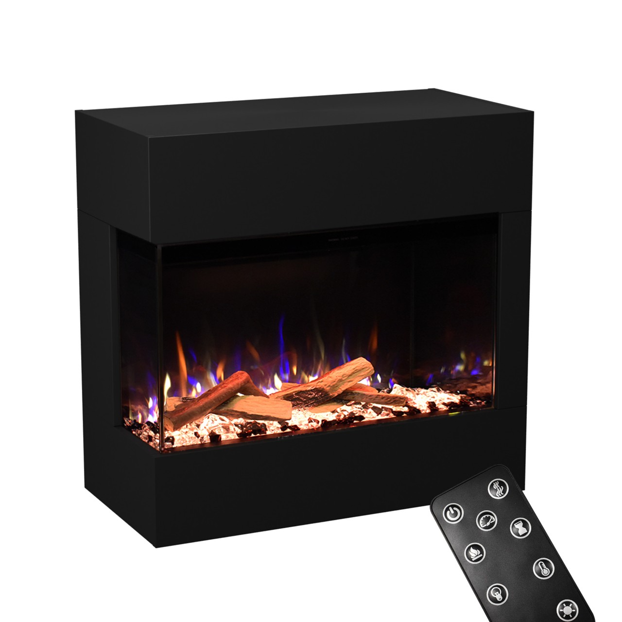 Glow Fire Portia Mini Schwarz Elektrokamin, Standkamin, Elektrischer Standkamin mit Heizung, Dekokamin