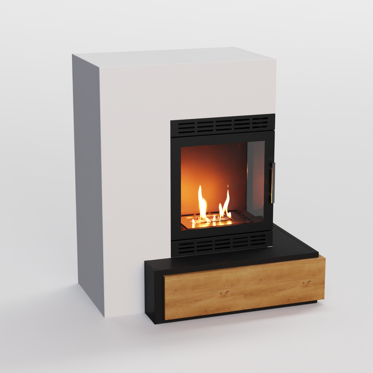 Glow Fire Larvik Vision Ethanol Kamin Weiß, Standkamin, Bioethanolkamin, Ethanolofen