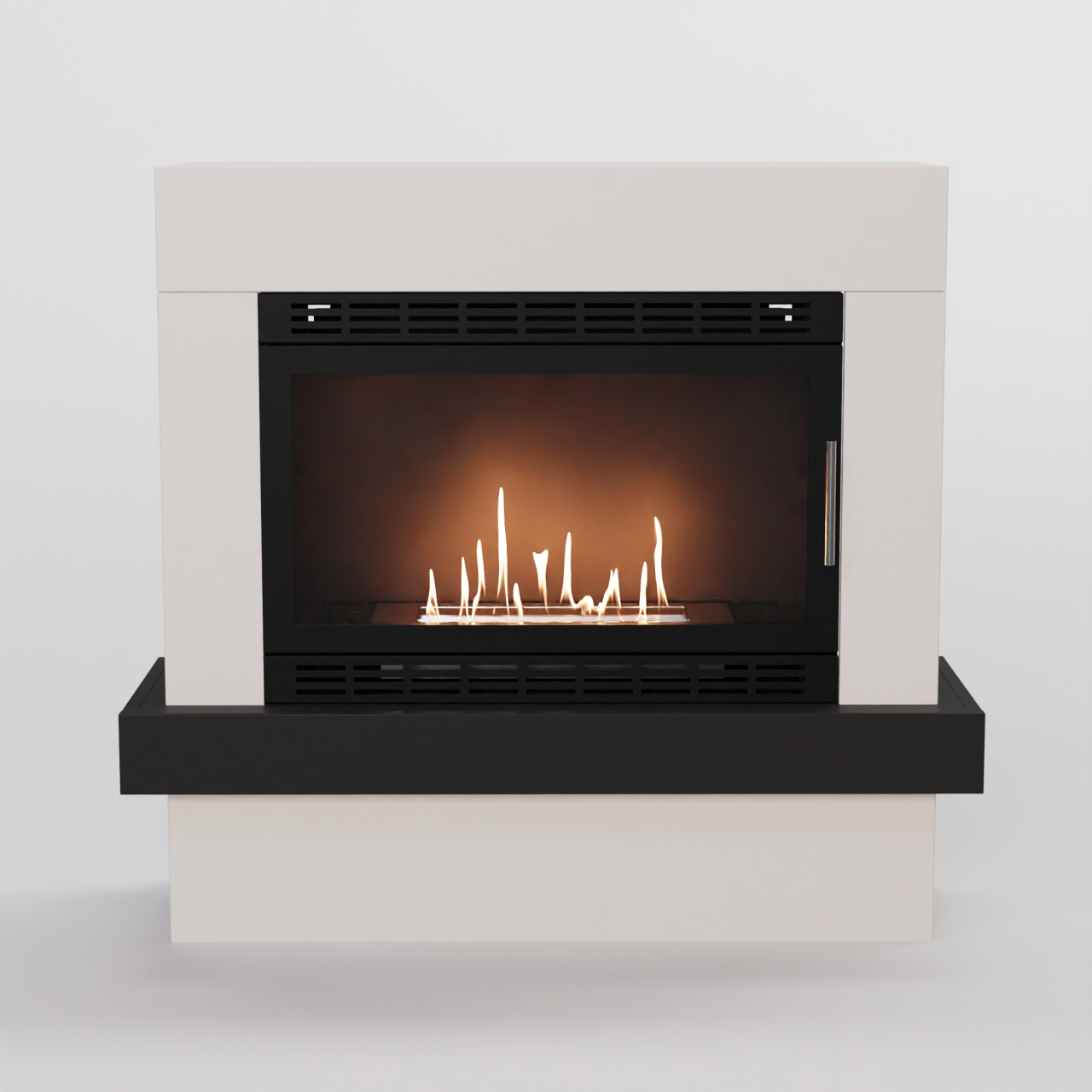 Glow Fire Larvik XL Vision Ethanol Kamin Weiß, Standkamin, Bioethanolkamin, Ethanolofen