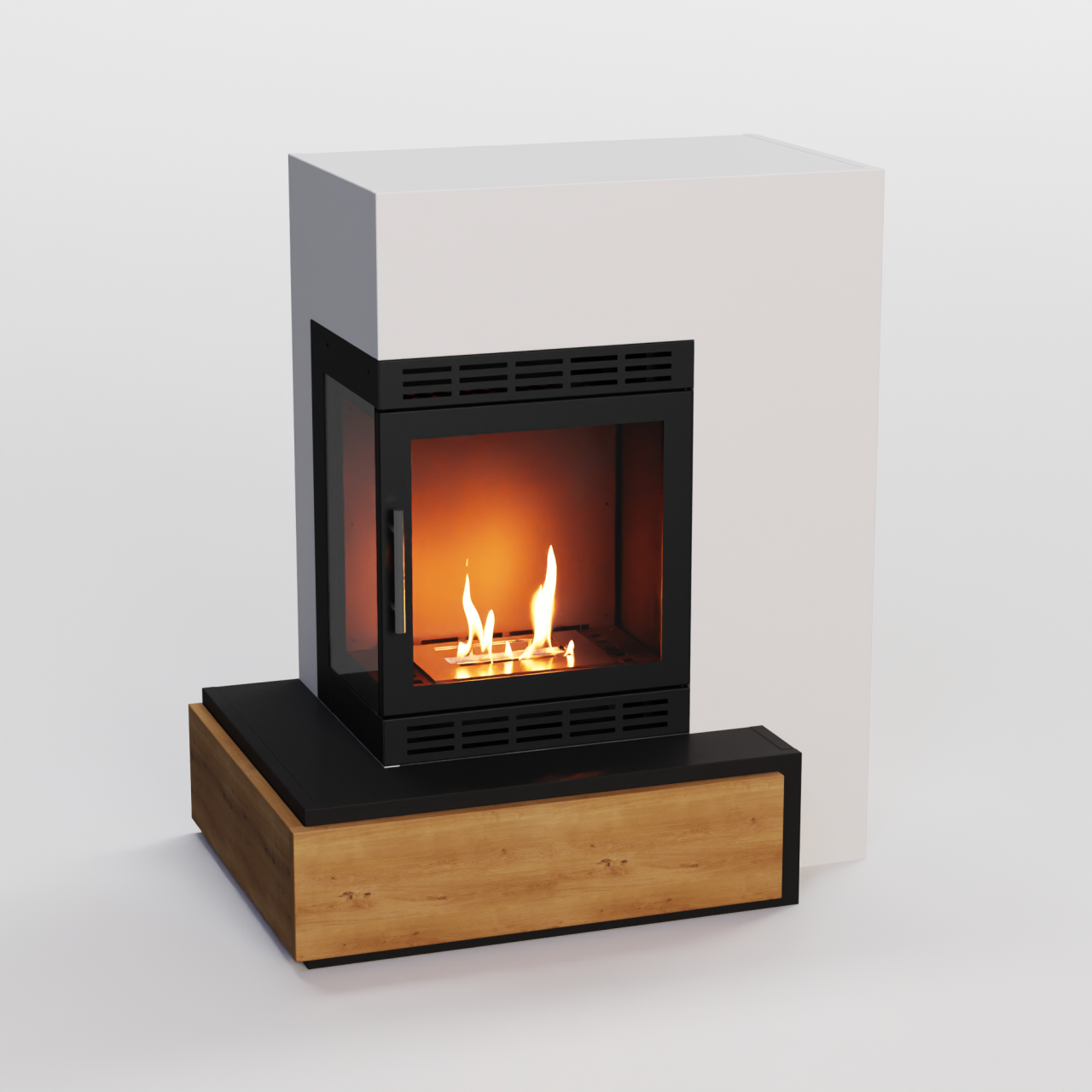 Glow Fire Narvik Vision Ethanol Kamin Weiß, Standkamin, Bioethanolkamin, Ethanolofen