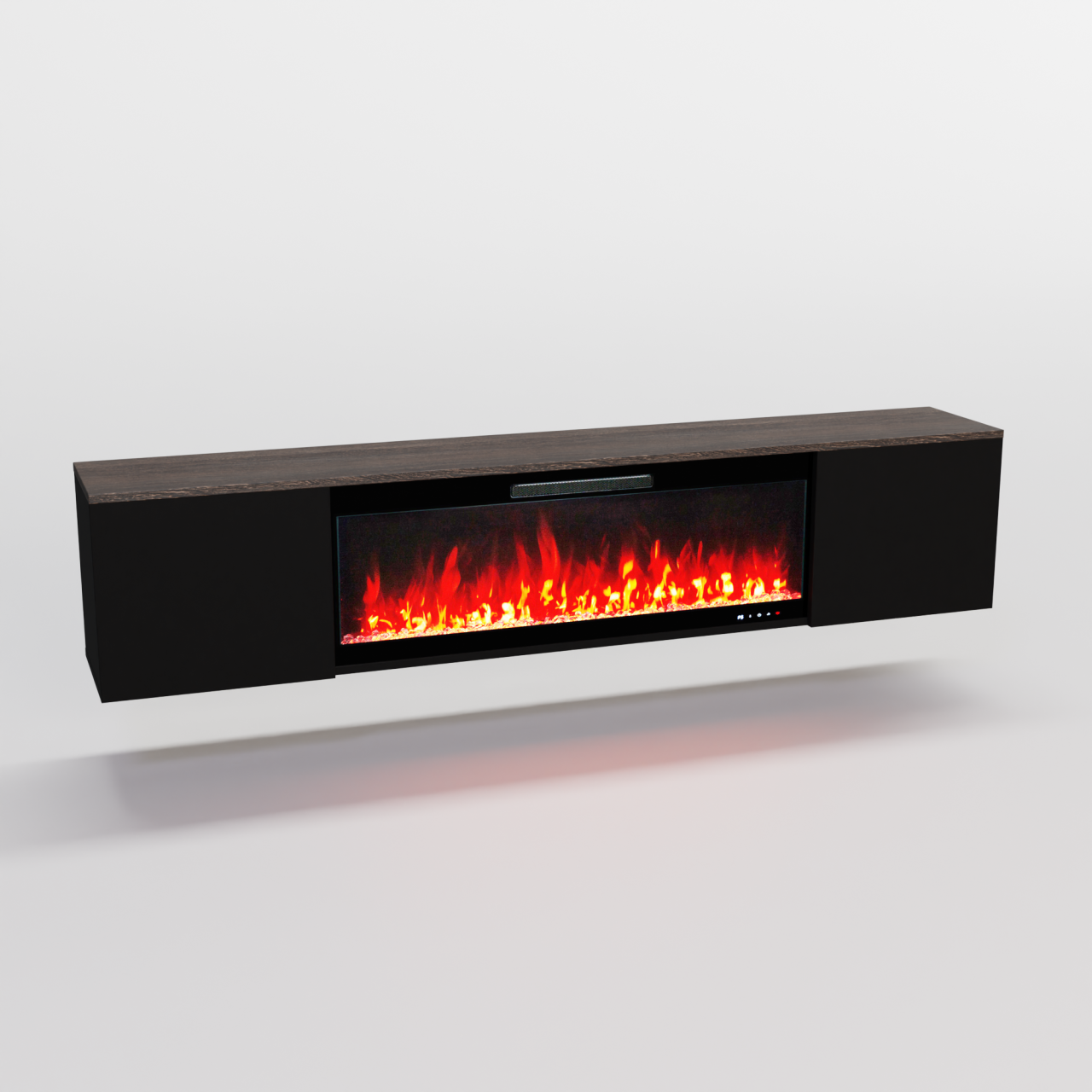 Glow Fire Sideboard CW7 mit integriertem LED-Kamin Inside 106, modernes Sideboard mit Elektrokamin (Cinewall) – Weiß (200x41,6x31,9cm)