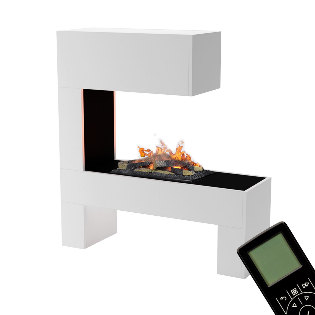 Glow Fire Mozart Weiß Elektrokamin mit Wasserdampf, Standkamin modern, Elektrischer Dekokamin