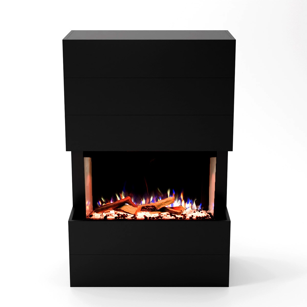 Glow Fire Portia Schwarz Elektrokamin, Standkamin, Elektrischer Standkamin mit Heizung, Dekokamin