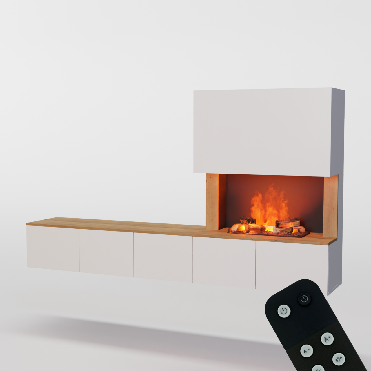 Glow Fire CW5 Wohnwand mit Kamin mit Wasserdampf Elektrokamin, Standkamin, Elektrischer Standkamin mit Heizung, Dekokamin