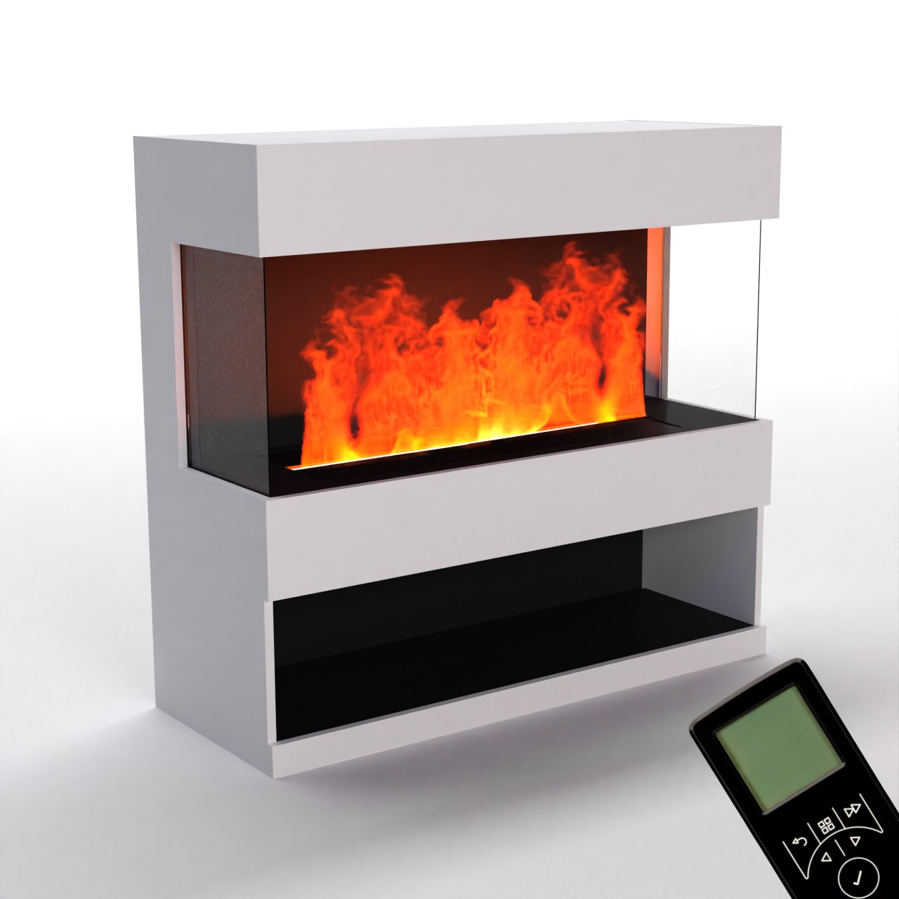 Glow Fire OGF2 1000 Weiß Elektrokamin mit Wasserdampf, Standkamin modern, Elektrischer Dekokamin