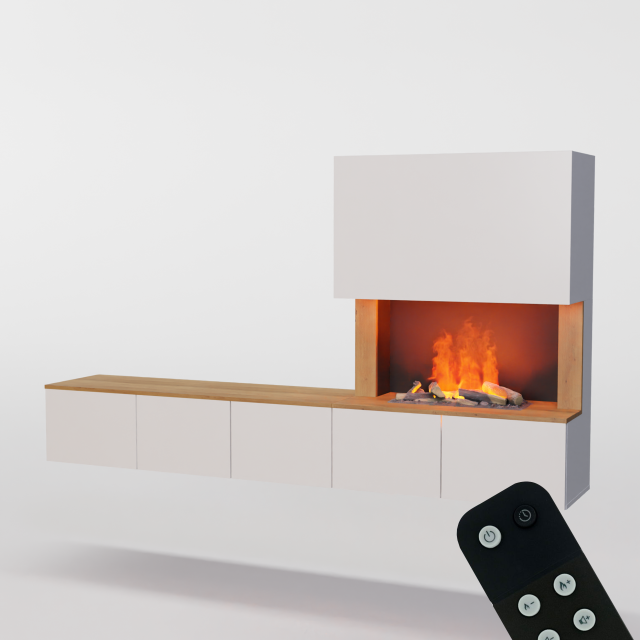 Glow Fire CW5 Wohnwand mit Kamin mit Wasserdampf Elektrokamin, Standkamin, Elektrischer Standkamin mit Heizung, Dekokamin