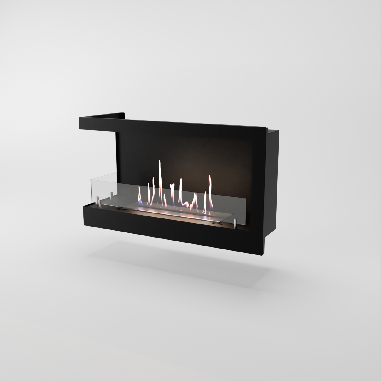 Glow Fire Corner Ethanol Kamin, Einsatz Schwarz, Bioethanolkamin, Ethanolofen