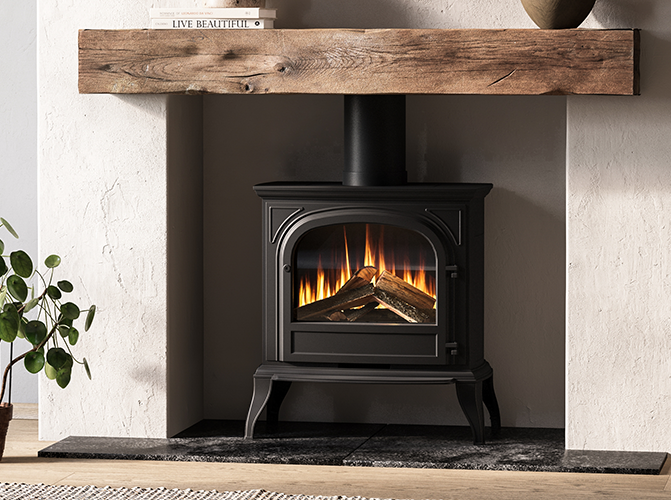 British Fires Hinton Elektrokaminofen mit Heizung, LED Ofen, Standkamin modern, Elektrischer Dekokamin