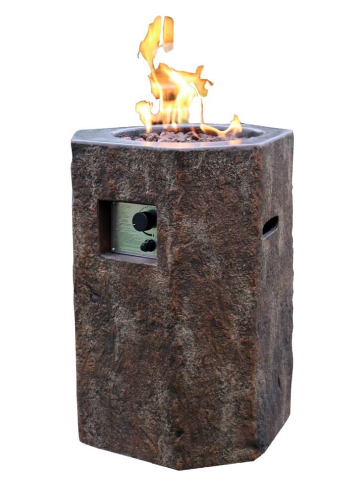 Gas-Feuerstelle Tambora in Basaloptik aus Faserbeton