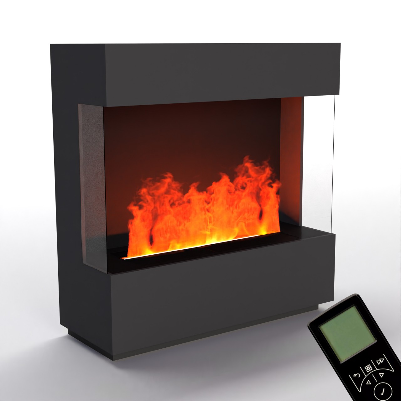 Glow Fire OGF1 1000 Weiß Elektrokamin mit Wasserdampf, Standkamin modern, Elektrischer Dekokamin