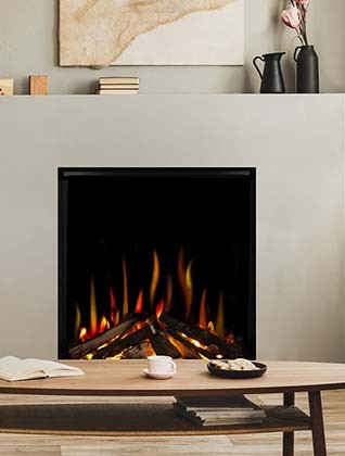 British Fires New Forest Elektrokamin , Elektrokamineinsatz mit Heizung, Standkamin modern, Elektrischer Dekokamin