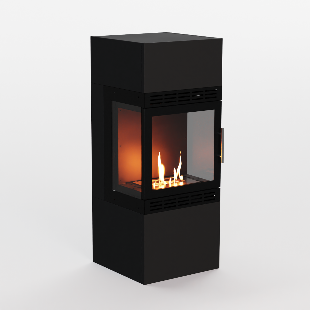 Glow Fire Lillesand Vision Ethanol Kamin Schwarz, Standkamin, Bioethanolkamin, Ethanolofen
