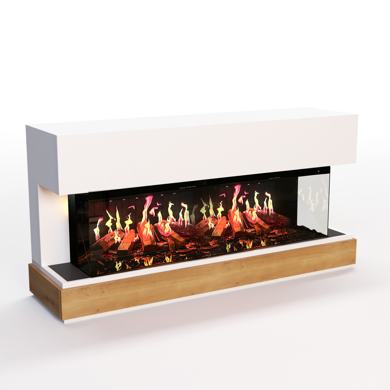 Glow Fire HG5 Hologrammfeuer Weiß Elektrokamin, Standkamin modern, Elektrischer Dekokamin
