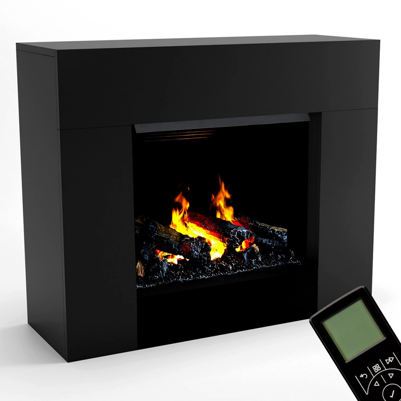 Glow Fire Kronos Opti Myst Schwarz Elektrokamin mit Wasserdampf, Standkamin modern, Elektrischer Dekokamin