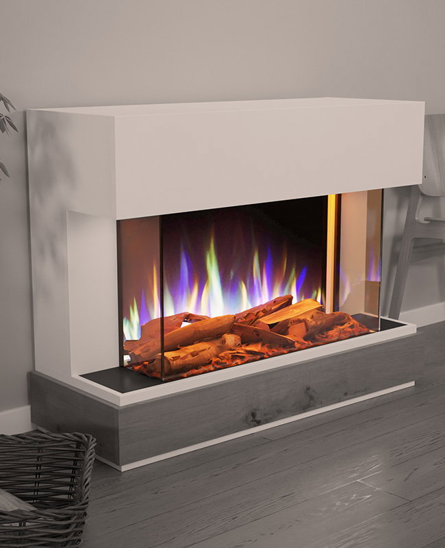 LED-Kamin Glow Fire Curie im reinen Effektbetrieb ohne Heizung – Stromkosten nur 0,006 Euro pro Stunde