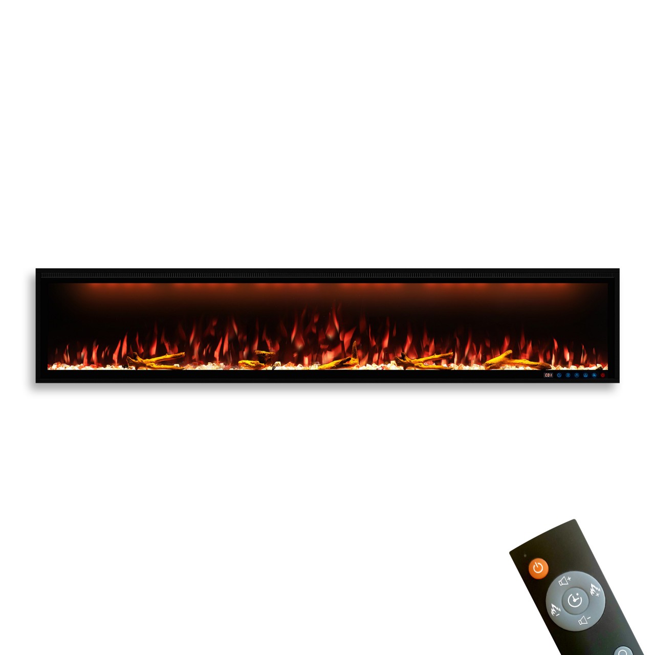 Garlivo Smart Wall 100 Schwarz Elektrokamin , Elektrokamineinsatz mit Heizung, Wandkamin modern, Elektrischer Dekokamin