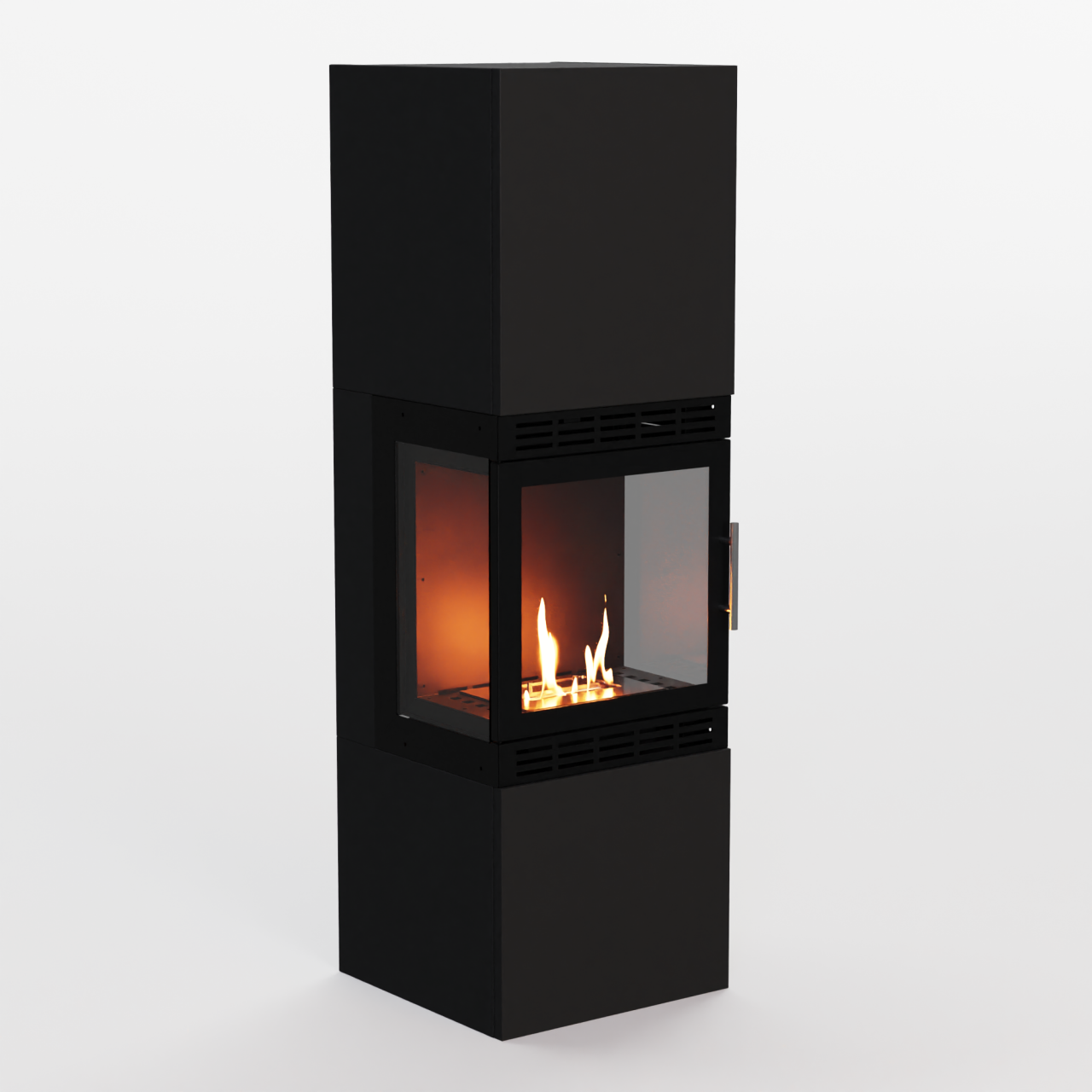 Glow Fire Lillesand Hoch Vision Ethanol Kamin Schwarz, Standkamin, Bioethanolkamin, Ethanolofen