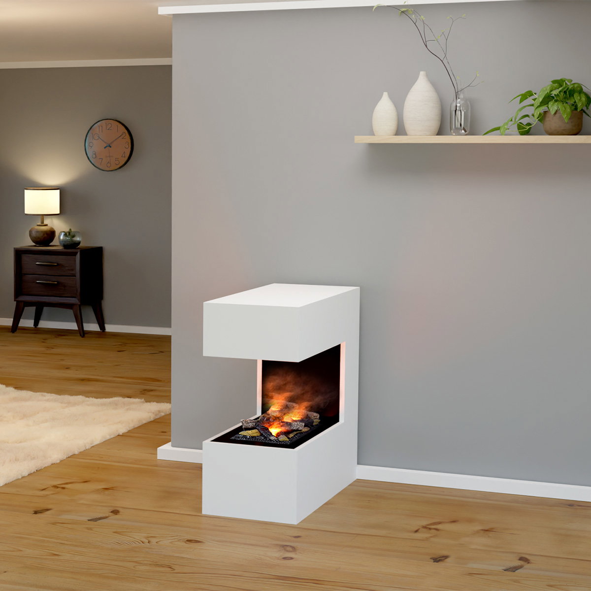 Kaminlicht Nazarii Mini Elektrokamin Cremewei