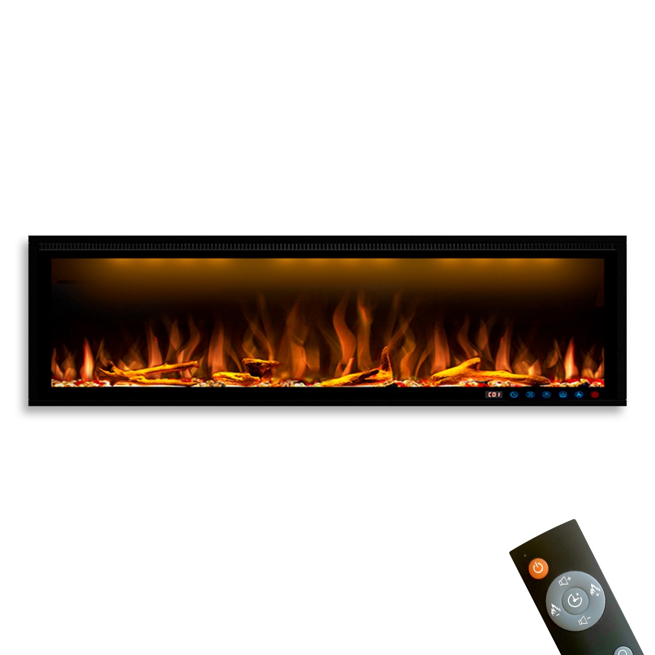 Garlivo Smart Wall 60 Schwarz Elektrokamin , Elektrokamineinsatz mit Heizung, Wandkamin modern, Elektrischer Dekokamin