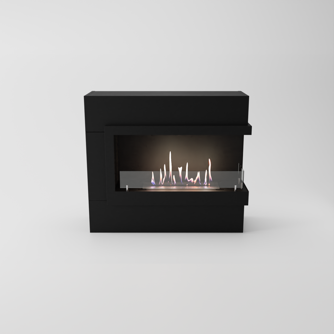 Glow Fire Halden Mini Rechts Ethanol Kamin, Standkamin Schwarz, Bioethanolkamin, Ethanolofen
