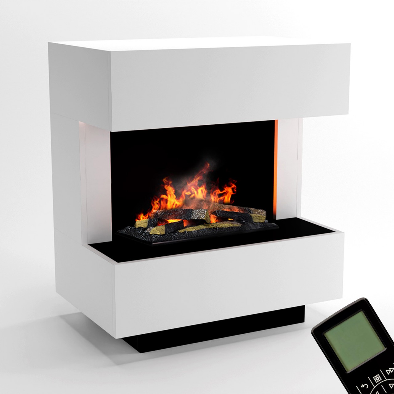 Glow Fire Kleist Weiß Elektrokamin mit Wasserdampf, Standkamin modern, Elektrischer Dekokamin