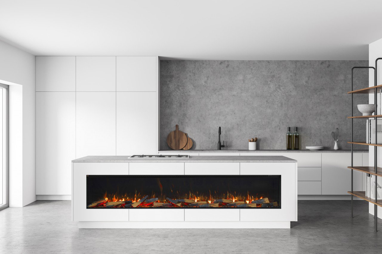 Trimline E220 Solus Elektrokamin , Elektrokamineinsatz mit Heizung, Standkamin modern, Elektrischer Dekokamin