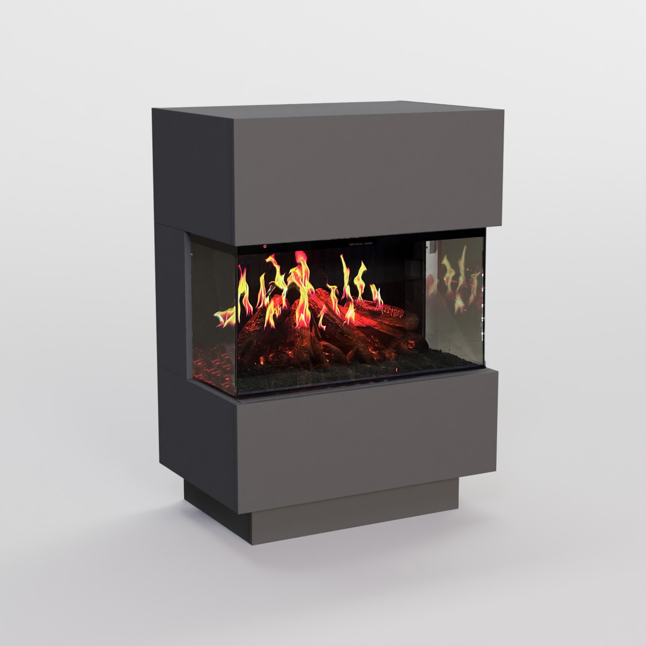Glow Fire HG1 Hologrammfeuer Grau Elektrokamin, Standkamin modern, Elektrischer Dekokamin