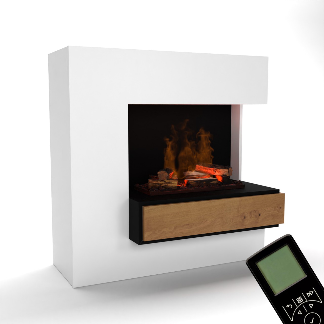 Glow Fire Planck Hoch Elektrokamin OMC 600 mit Deluxe Echtholzdekoration