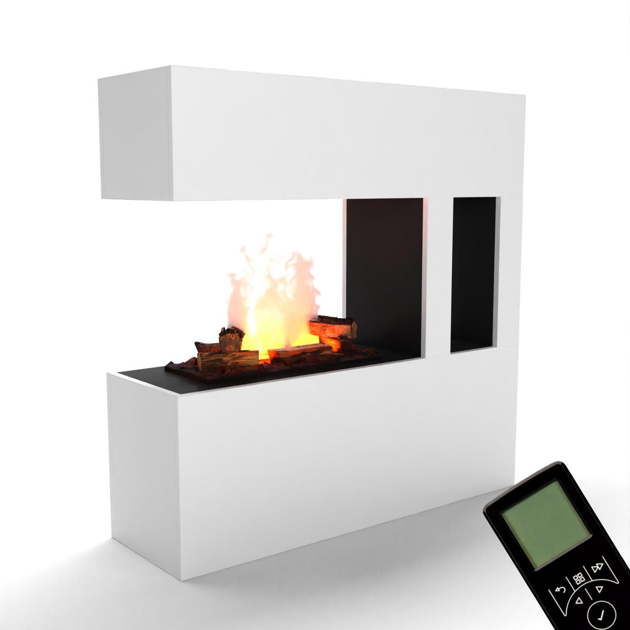Glow Fire Schiller Pocket Weiß Elektrokamin mit Wasserdampf, Standkamin modern, Elektrischer Dekokamin als Raumteiler