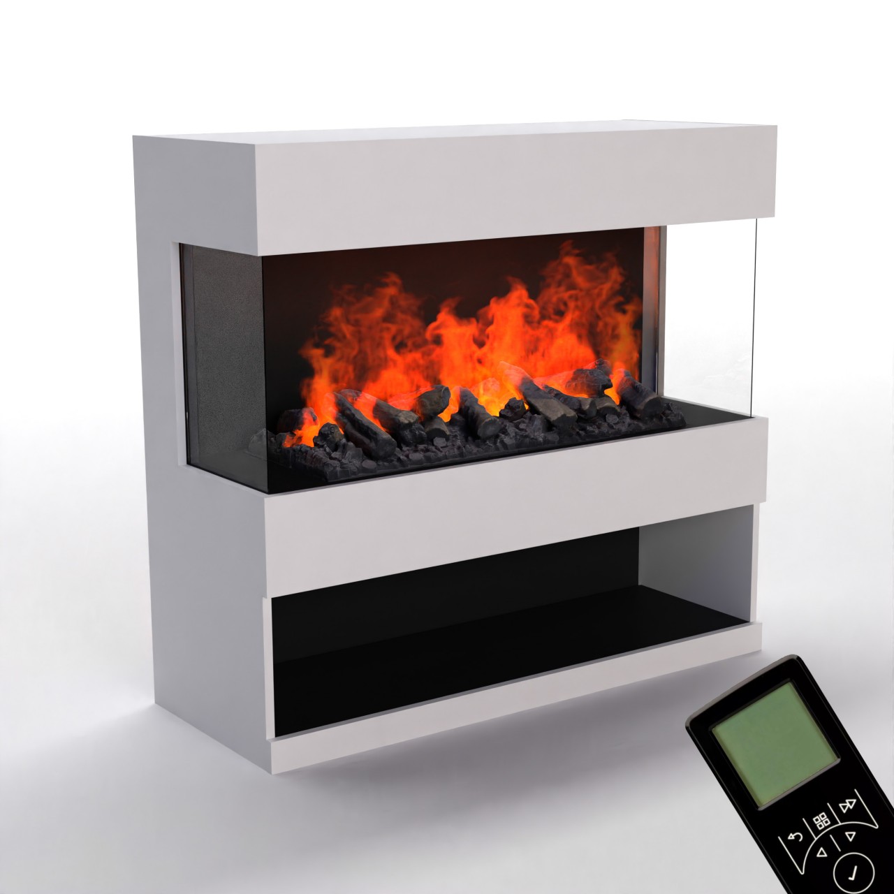 Glow Fire OGF2 1000 Weiß Elektrokamin mit Wasserdampf, Standkamin modern, Elektrischer Dekokamin