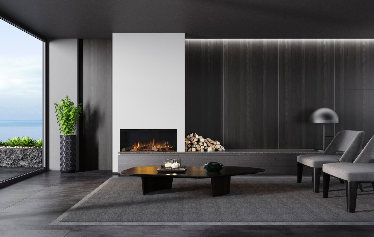 Trimline E100 Solus Elektrokamin , Elektrokamineinsatz mit Heizung, Standkamin modern, Elektrischer Dekokamin