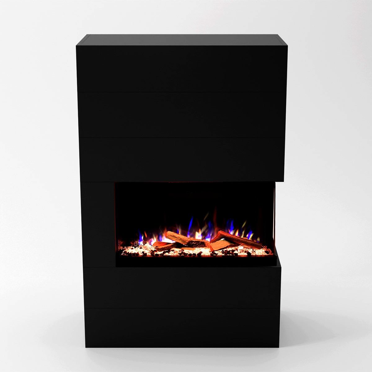 Glow Fire Portia Schwarz Elektrokamin, Standkamin, Elektrischer Standkamin mit Heizung, Dekokamin