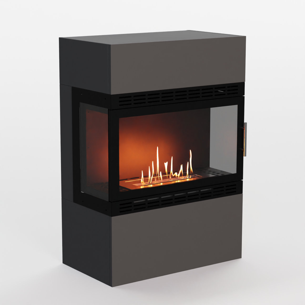 Glow Fire Lillesand Vision Ethanol Kamin Grau, Standkamin, Bioethanolkamin, Ethanolofen
