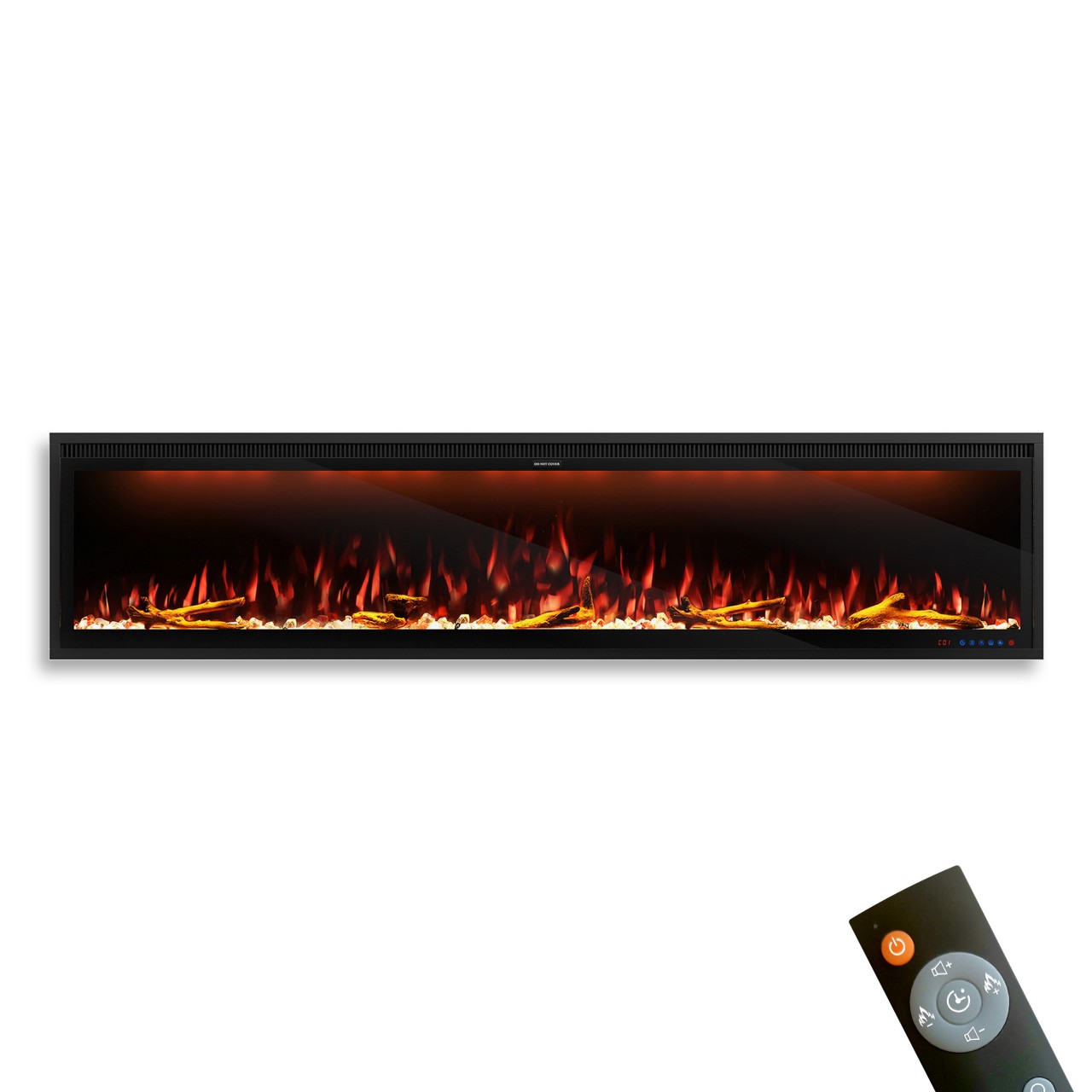 Garlivo Smart Wall 88 Schwarz Elektrokamin , Elektrokamineinsatz mit Heizung, Wandkamin modern, Elektrischer Dekokamin