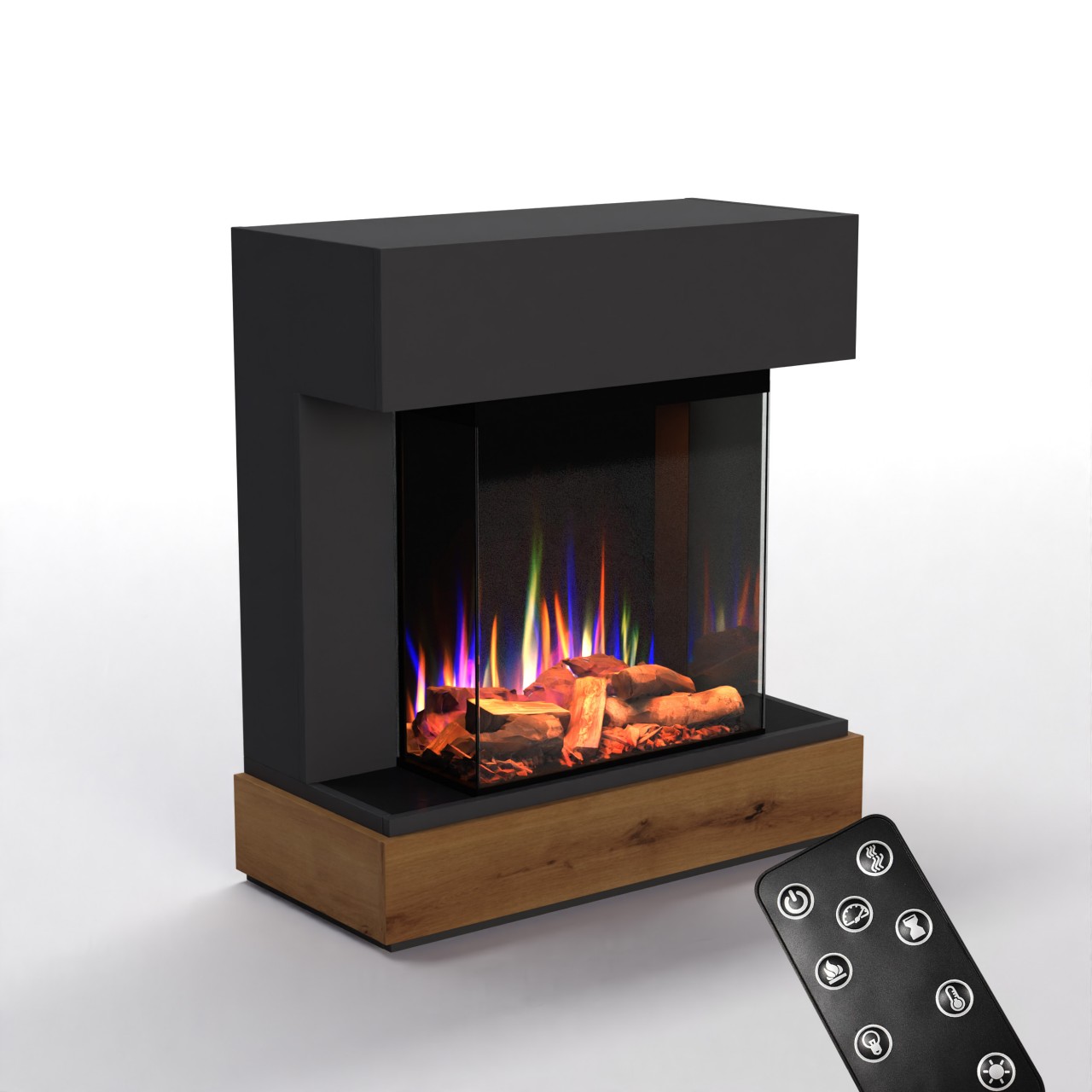 Glow Fire PR13 Grau Elektrokamin, Standkamin, Elektrischer Standkamin mit Heizung, Dekokamin
