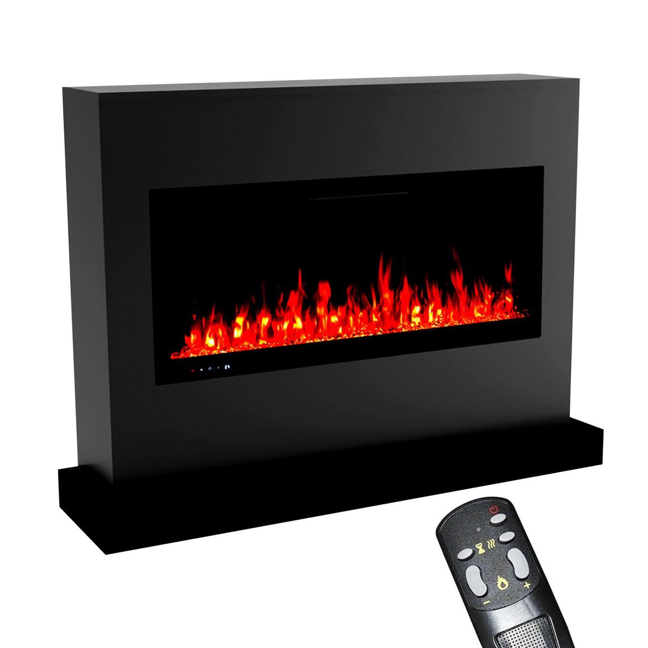Glow Fire Zeus Schwarz Elektrokamin, Standkamin, Elektrischer Standkamin mit Heizung, Dekokamin