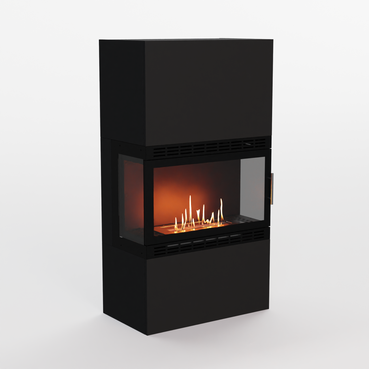 Glow Fire Lillesand Hoch XL Vision Ethanol Kamin Schwarz, Standkamin, Bioethanolkamin, Ethanolofen