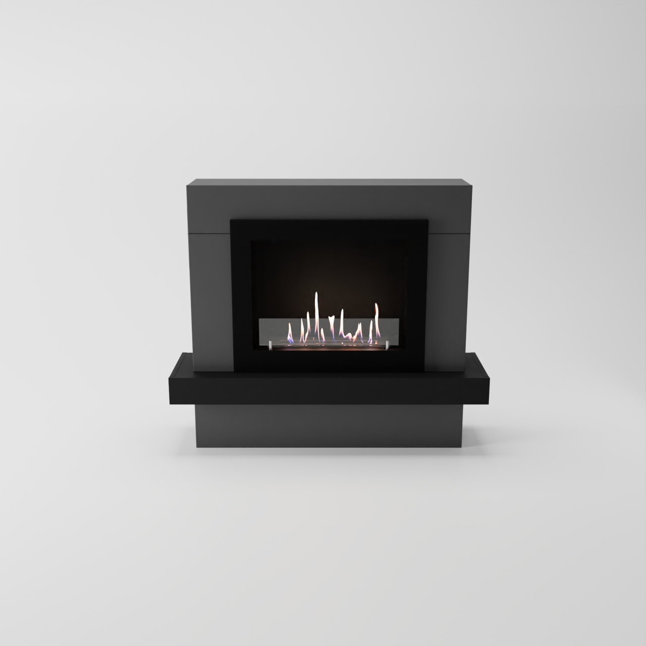 Glow Fire Larvik Ethanol Kamin, Standkamin Grau, Bioethanolkamin, Ethanolofen