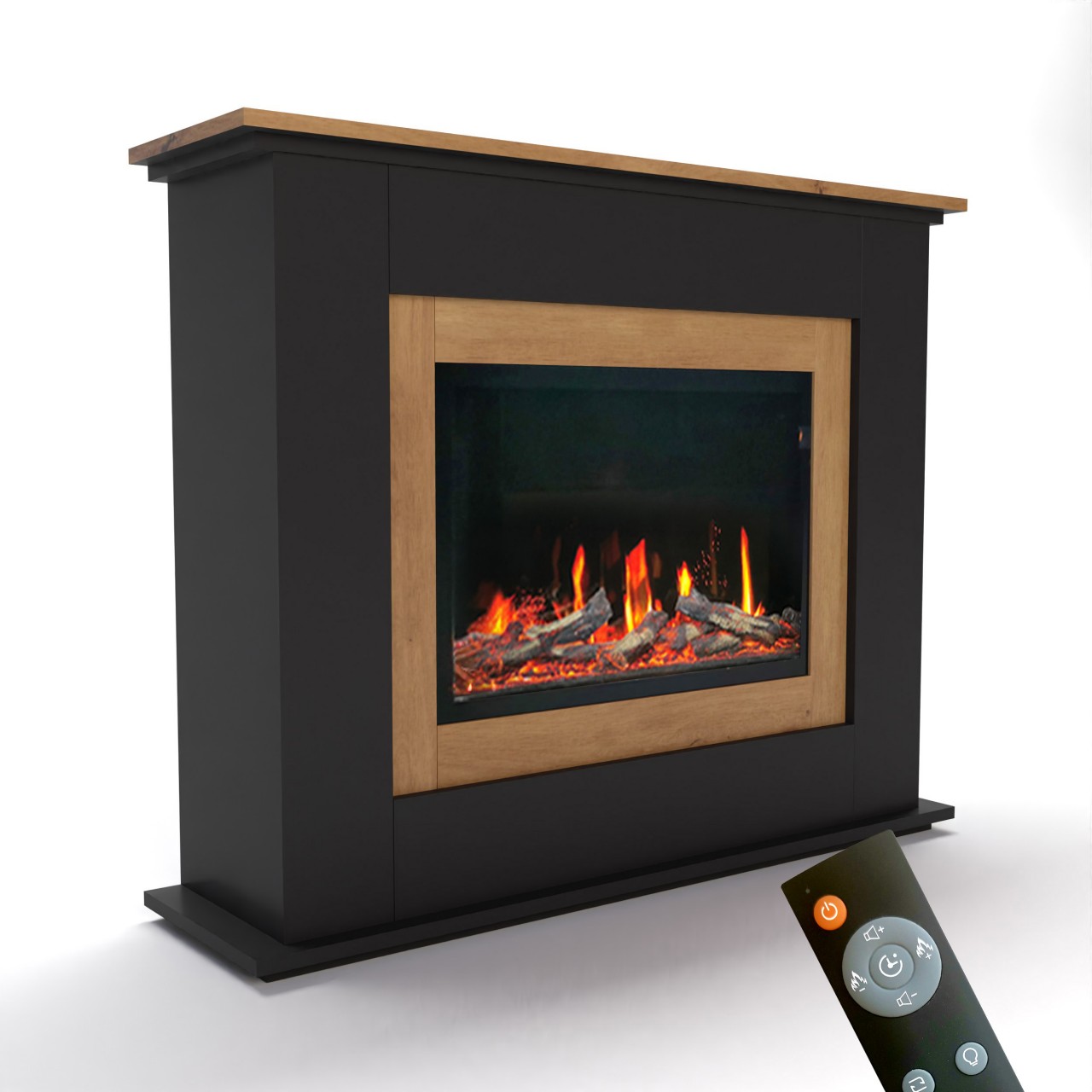 Glow Fire SCM-5 Schwarz Elektrokamin , Screen Motion, Elektrokamineinsatz mit Heizung, Wandkamin modern, Elektrischer Dekokamin