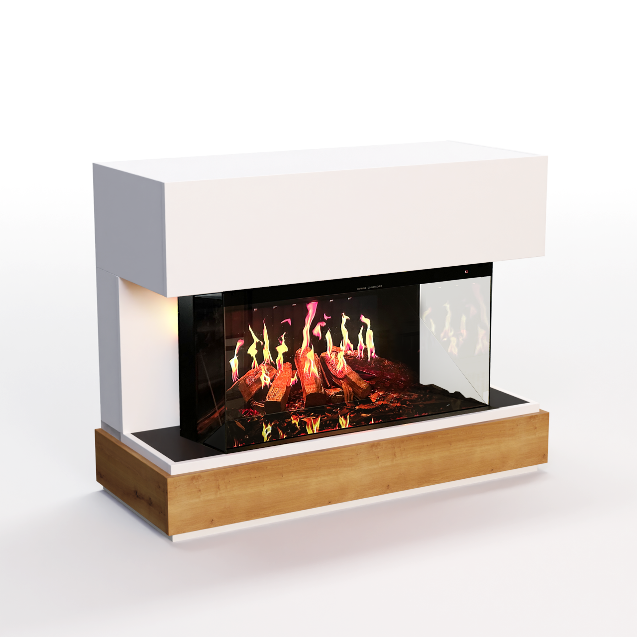 Glow Fire HG5 Hologrammfeuer Weiß Elektrokamin, Standkamin modern, Elektrischer Dekokamin